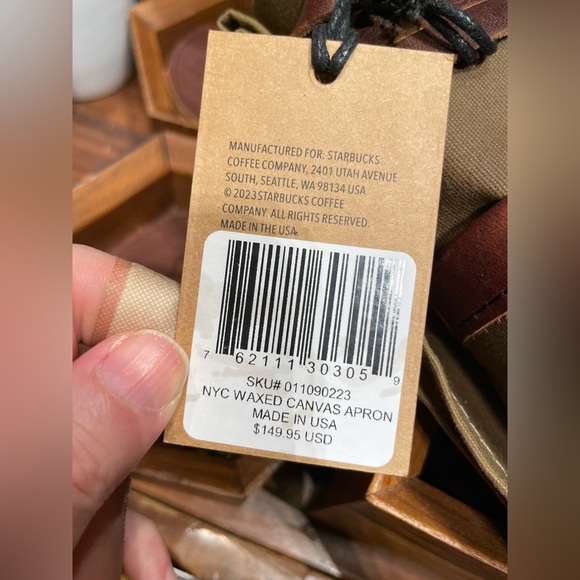 Starbucks Waxed canvas apron FREE SHIPPING Starbucks Barista Apron Leather apron - Picture 6 of 8